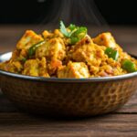 Paneer Bhurji Recipe: A plate of Paneer Bhurji, a flavorful Indian dish made with crumbled paneer, onions, tomatoes, and spice